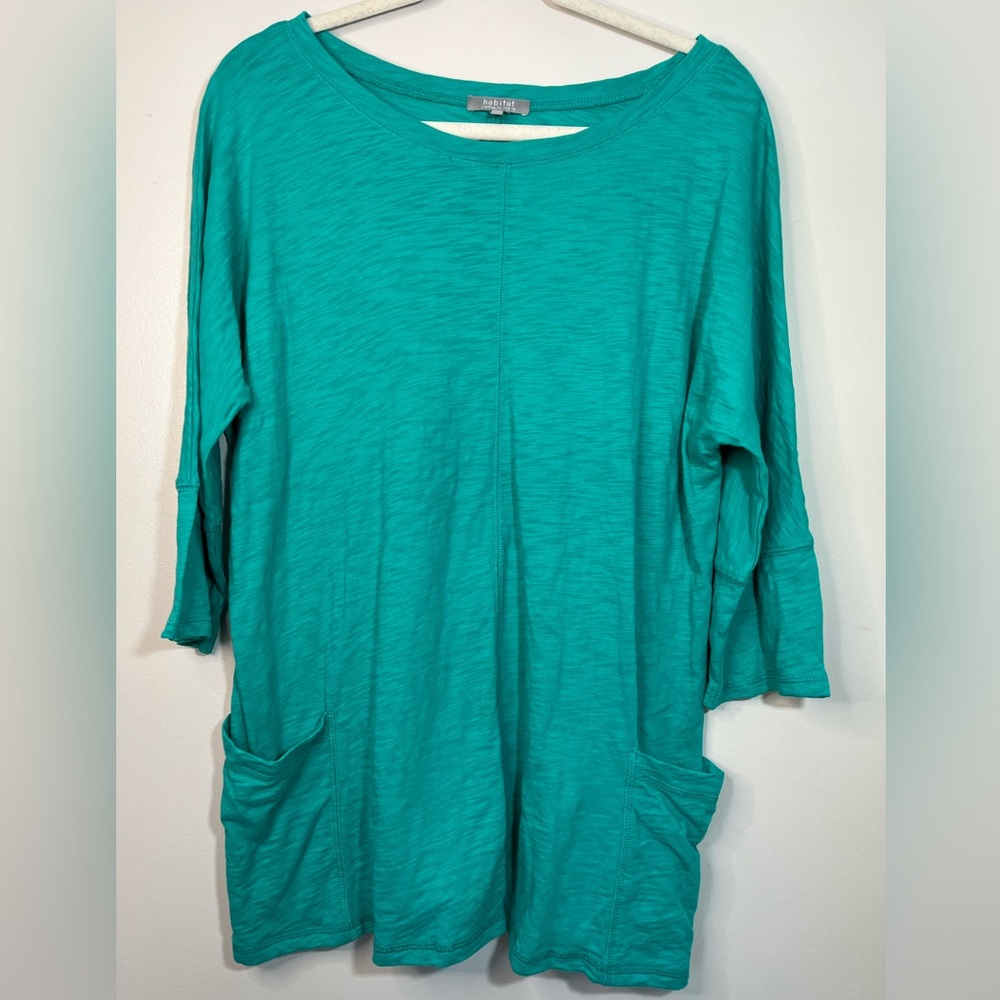 Habitat Turquoise Cotton Slub Oversized Tunic Top with Pockets Women’s Size M